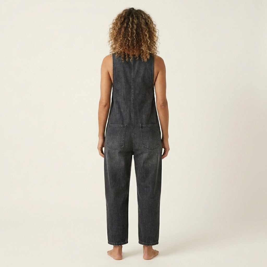 Xandra - Denim jumpsuit met brede knoopbanden - afbeelding 6