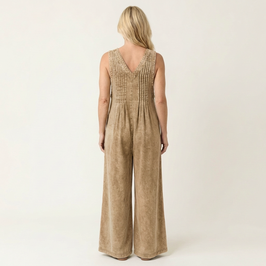 Suzan - Denim jumpsuit met wijde plooipijpen - afbeelding 8