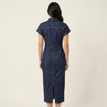 Marijse - Nauwsluitende midi-denimjurk met knopen - afbeelding 2