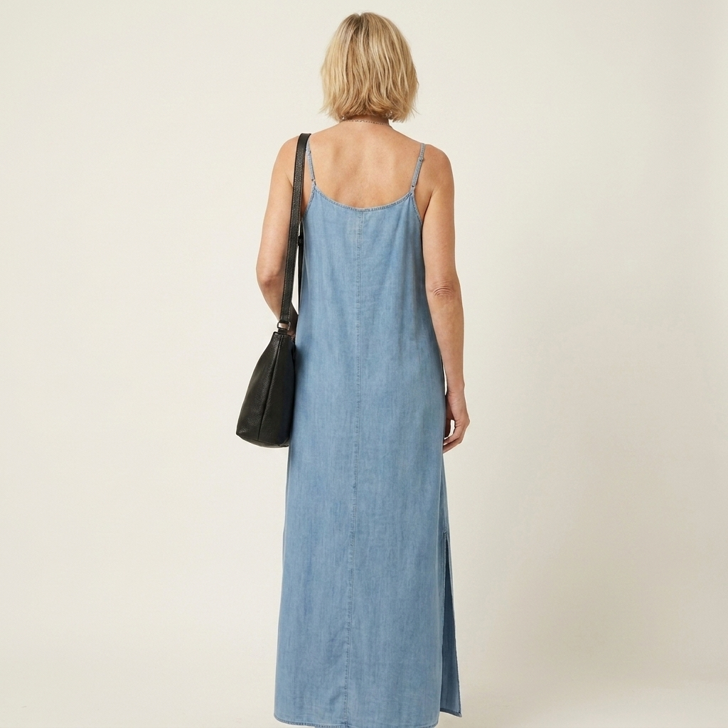 Rienke - Lange denimjurk met zijsplit - afbeelding 4