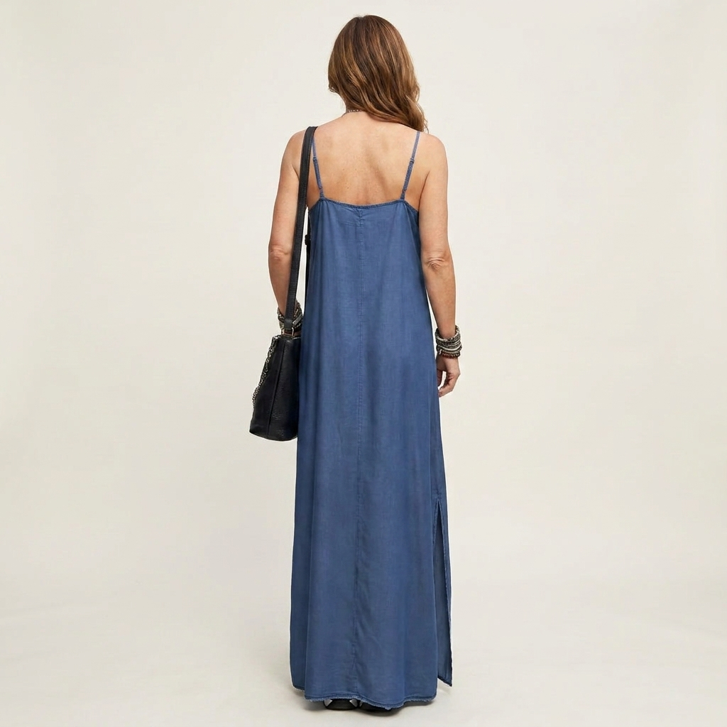 Rienke - Lange denimjurk met zijsplit - afbeelding 2