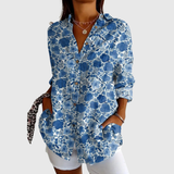 Katrine elegante bloemenblouse met knopen