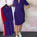 Nienke | Effen jurk met V-hals