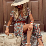 Maud | Luchtige boho maxijurk met bijpassende riem