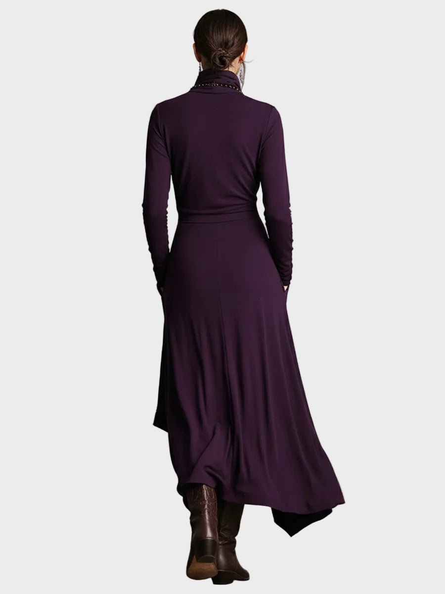 Brechtje - Asymmetrische gebreide maxi-jurk met hoge kraag - afbeelding 9
