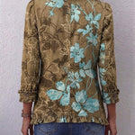 Elza - Boho jasje met ruches en bloemenprint in kleurverloop - afbeelding 2