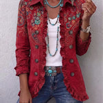 Roosje - Rood boho jasje met ruches en paisleyprint - Rood