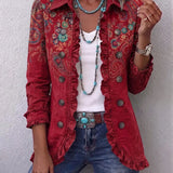 Roosje - Rood boho jasje met ruches en paisleyprint - Rood