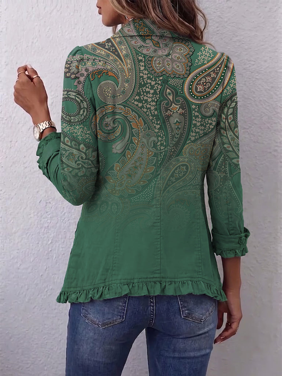 Annick - Boho jasje met ruches en paisleyprint - afbeelding 2