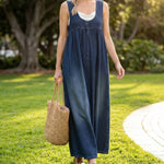 Rachel - Lange vintage denimjurk van zacht katoen - afbeelding 7