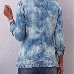 Cilia - Boho jasje met ruches en botanische print in kleurverloop - afbeelding 2
