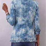 Cilia - Boho jasje met ruches en botanische print in kleurverloop - afbeelding 2