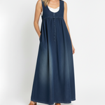 Rachel - Lange vintage denimjurk van zacht katoen - Blauw