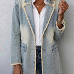 Annemieke - Oversized blazer met onafgewerkte randen - Lichtblauw
