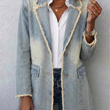 Annemieke - Oversized blazer met onafgewerkte randen - Lichtblauw