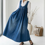Rachel - Lange vintage denimjurk van zacht katoen - afbeelding 6