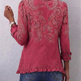Teuntje - Vintage jasje met ruches en paisleyprint - afbeelding 2