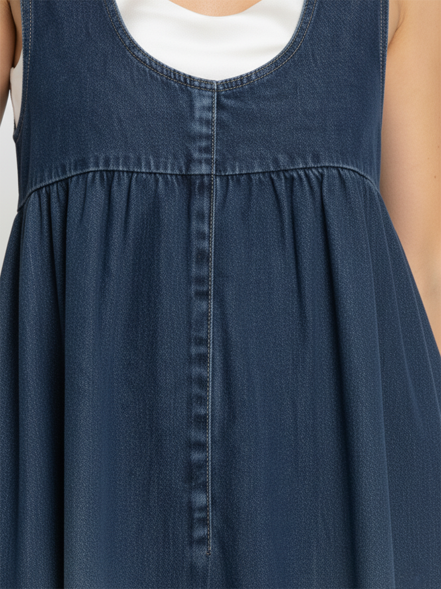 Rachel - Lange vintage denimjurk van zacht katoen - afbeelding 3