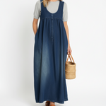 Rachel - Lange vintage denimjurk van zacht katoen
