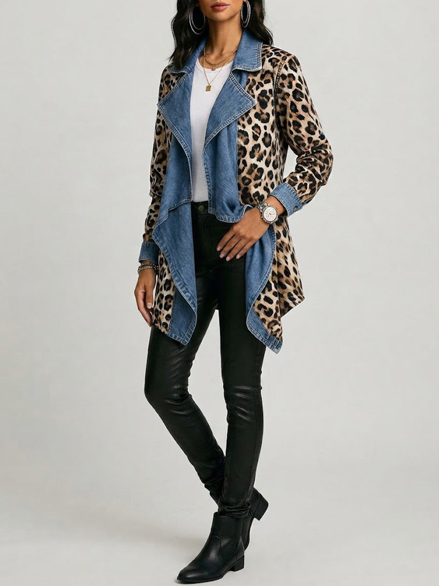 Femmie - Halflang jasje met luipaardprint en gewassen denim - afbeelding 2