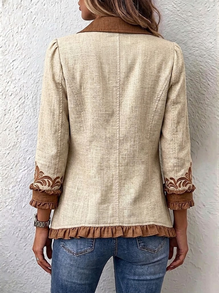 Fleurine - Vintage boho jasje met ruches en bloemen - afbeelding 2