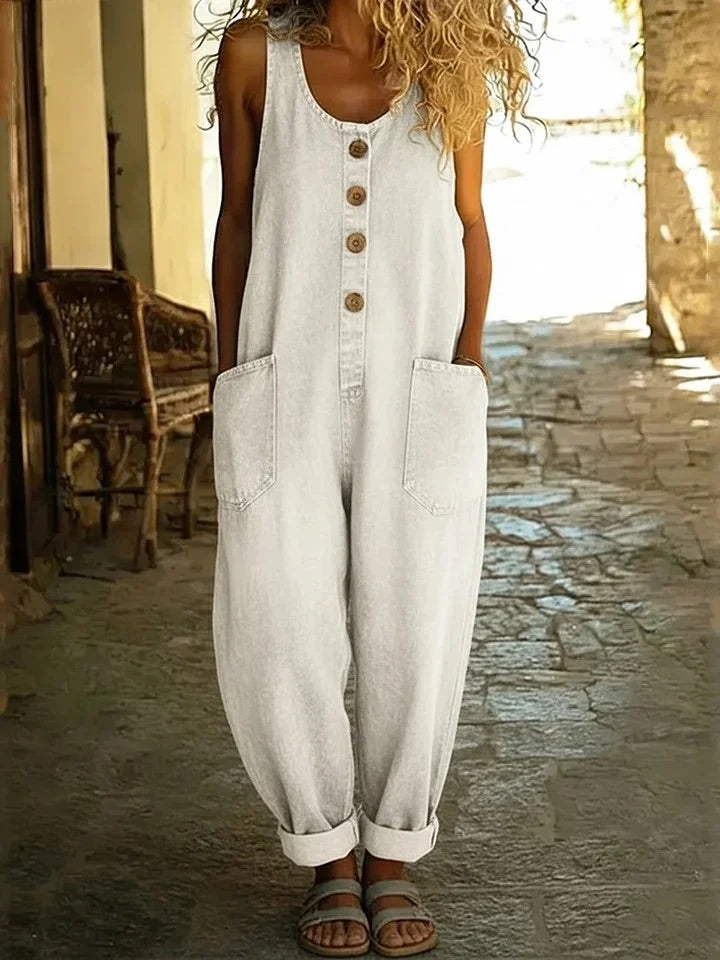 Zoe - Klassieke vintage denimjurk van katoen - Wit