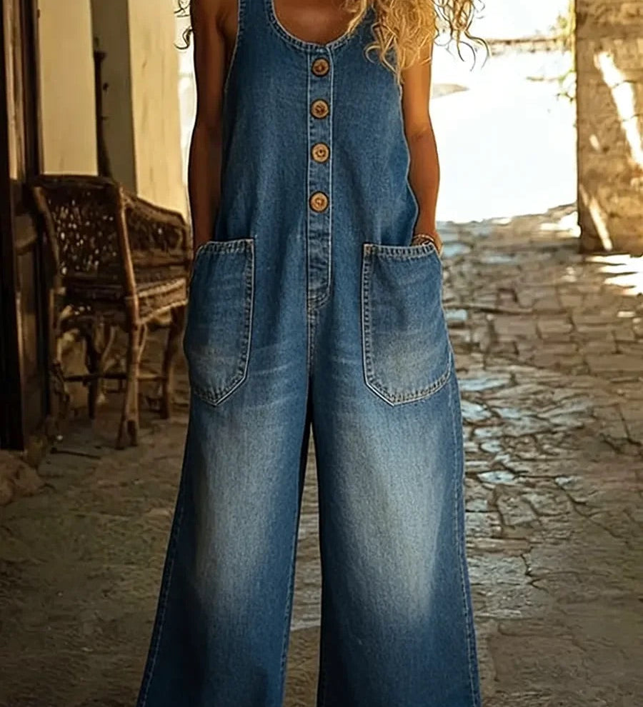 Zoe - Klassieke vintage denimjurk van katoen - Blauw